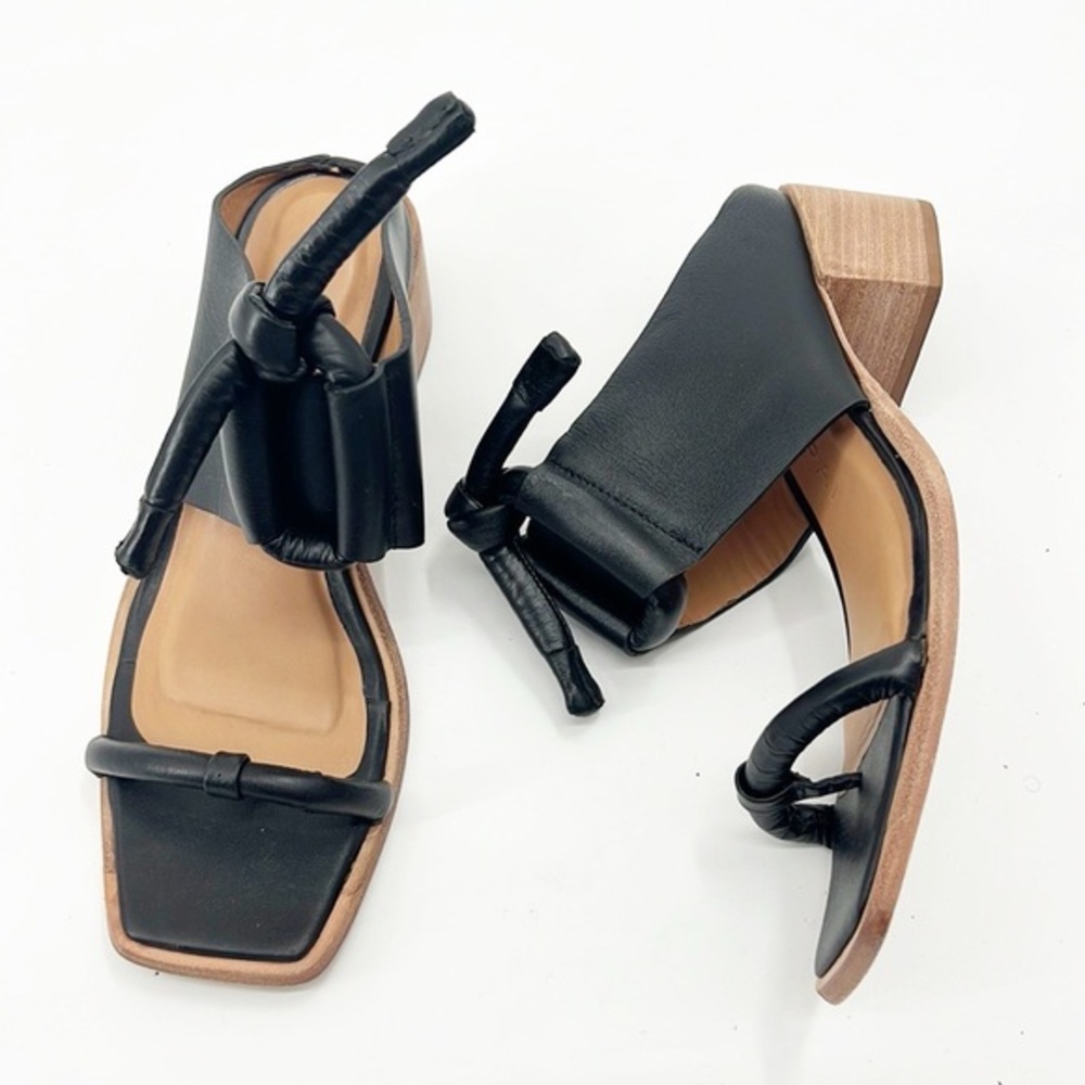 Anthropologie Wal & Pai Black Strappy Block Heel Sandal size 40
